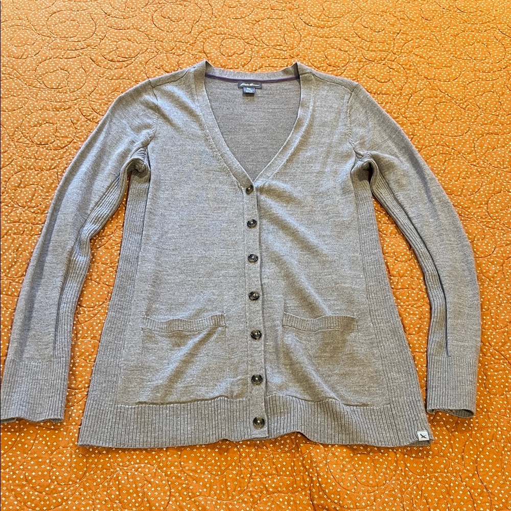 Eddie Bauer Taupe Button Up Cardigan